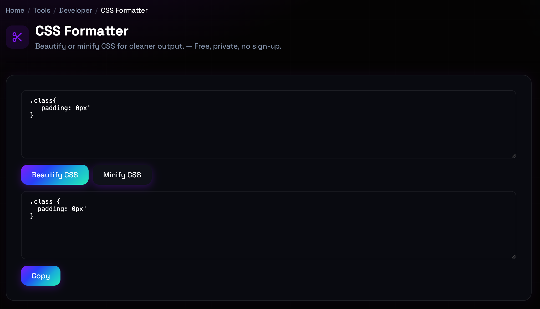 How to use CSS Formatter online — free, fast, and private